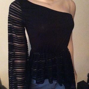 One-Shoulder Black Top